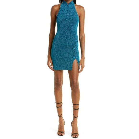 NEW Sau Lee Denise Dress in Peacock Blue - Picture 1 of 11